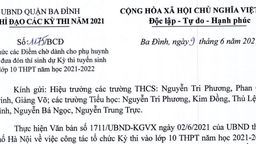 Công văn số 1175/BCĐ ngày 9/6/2021 của  Ban chỉ đạo các kỳ thi năm 2021 (UBND Quận Ba Đình)