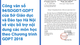 Công văn số 94/SGDĐT-GDPT  của Sở Giáo dục và Đào tạo Hà Nội về việc bổ trợ nội dung các môn học theo Chương trình GDPT 2018